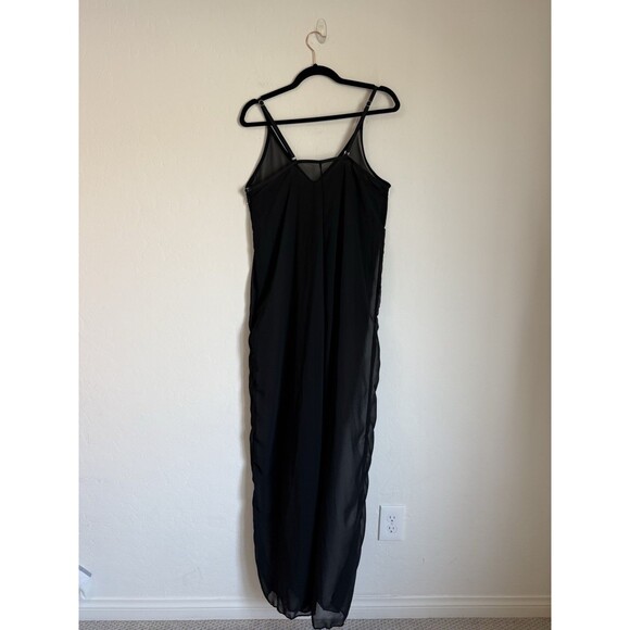 Womens Sheer Black Mesh Wide Leg Spaghetti Strap Jumpsuit Romper Festival Fall - Picture 6 of 7